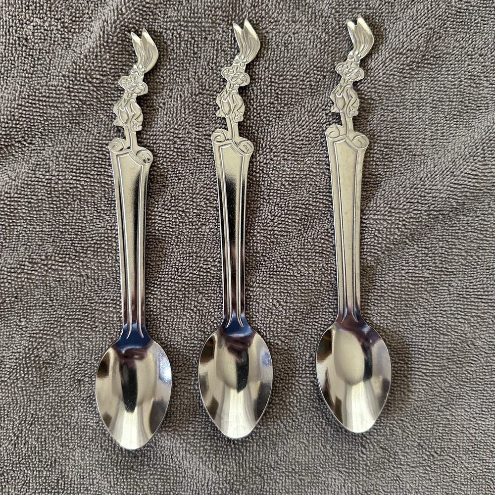 Vintage Nestle Quik Bunny Rabbit 7.5" Stainless Steel Spoon Lot Of 3 Nesquik